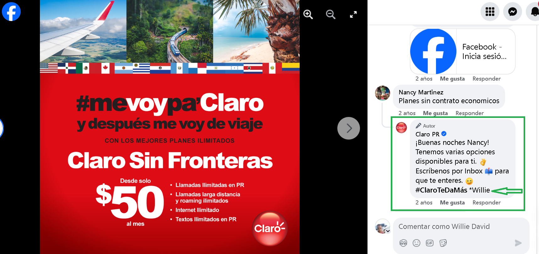 Asistencia por Facebook