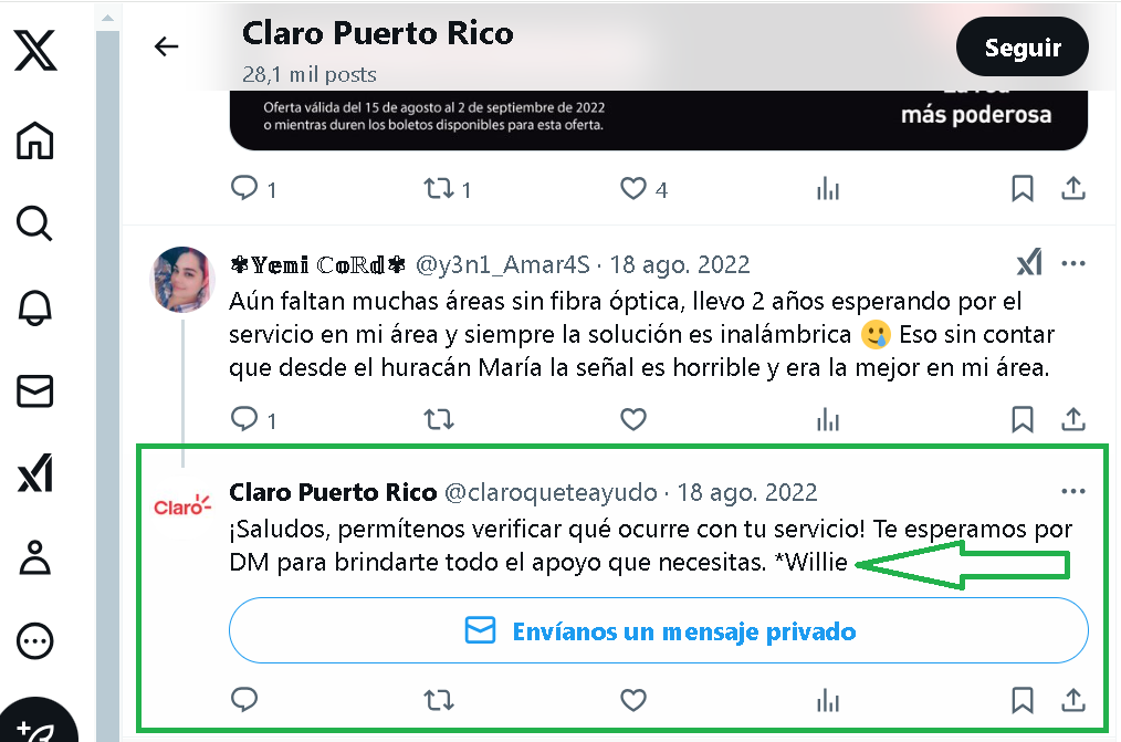 Asistencia por Twitter